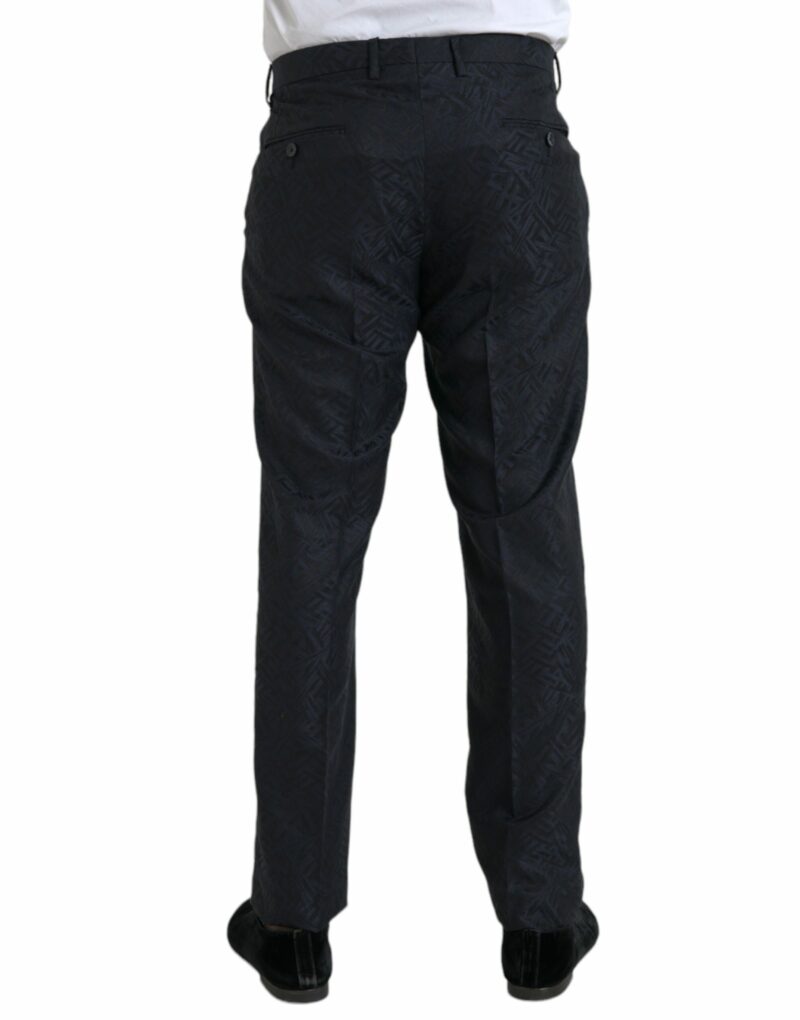 Dolce & Gabbana Blue Brocade Wool Skinny Men Dress Pants - Image 3