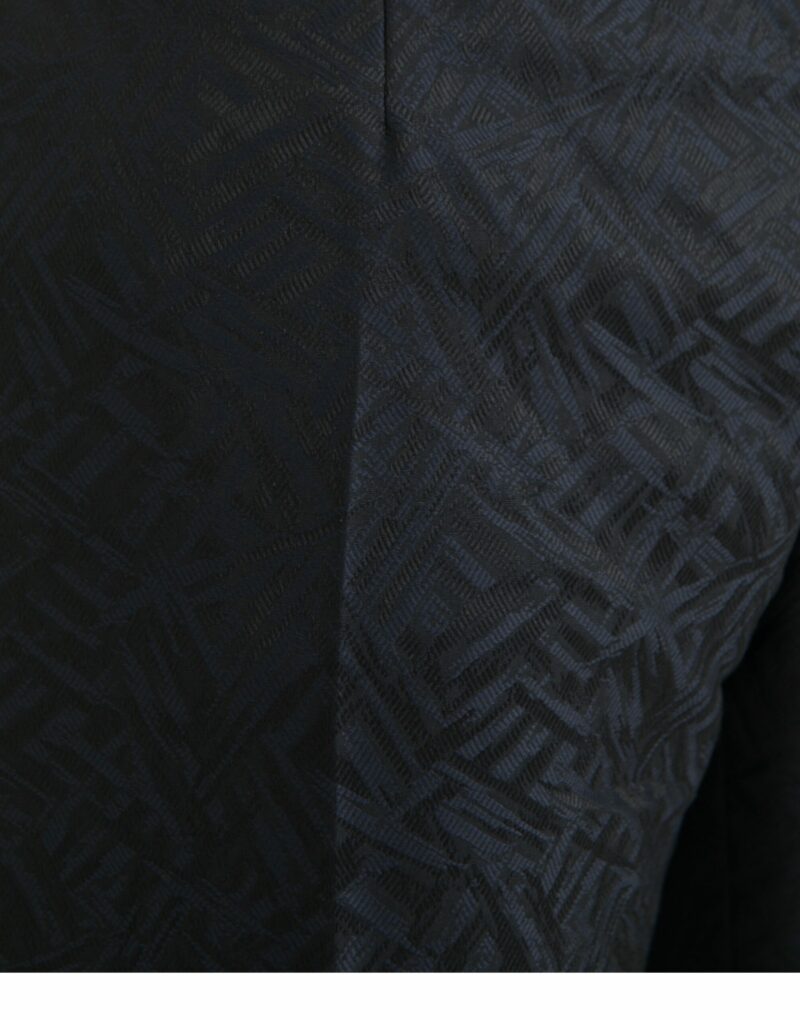 Dolce & Gabbana Blue Brocade Wool Skinny Men Dress Pants - Image 4