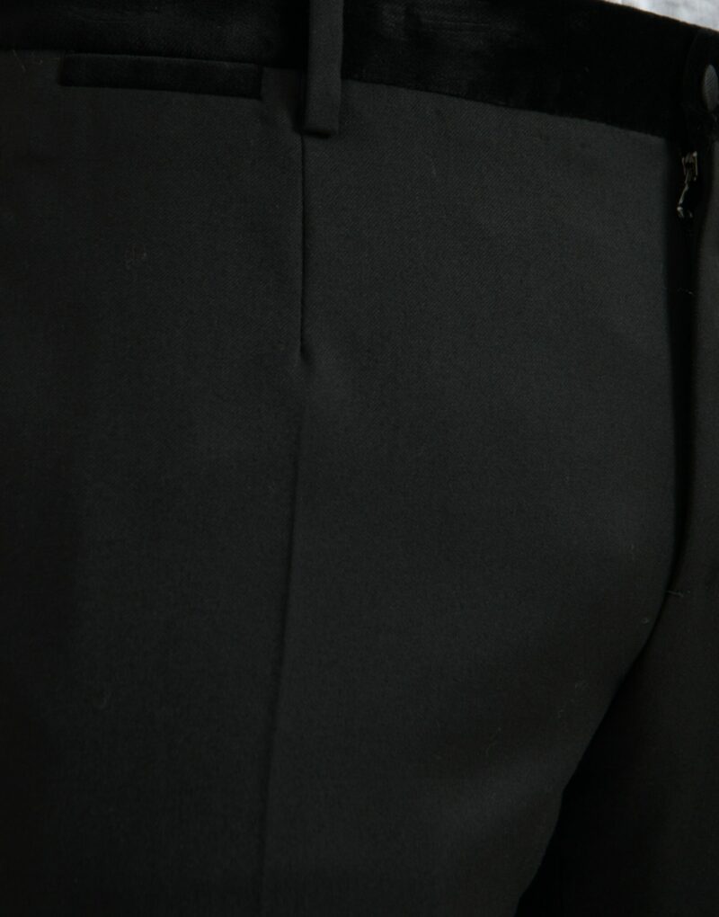 Dolce & Gabbana Black Silk Men Skinny Dress Pants - Image 4