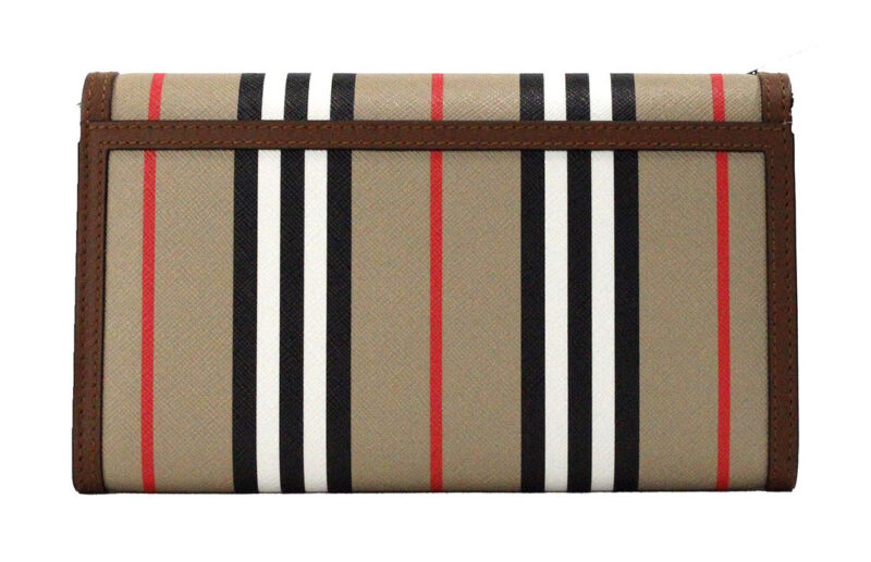 Burberry Hannah Icon Stripe Archive Tan E-Canvas Leather Wallet Crossbody Bag - Image 3