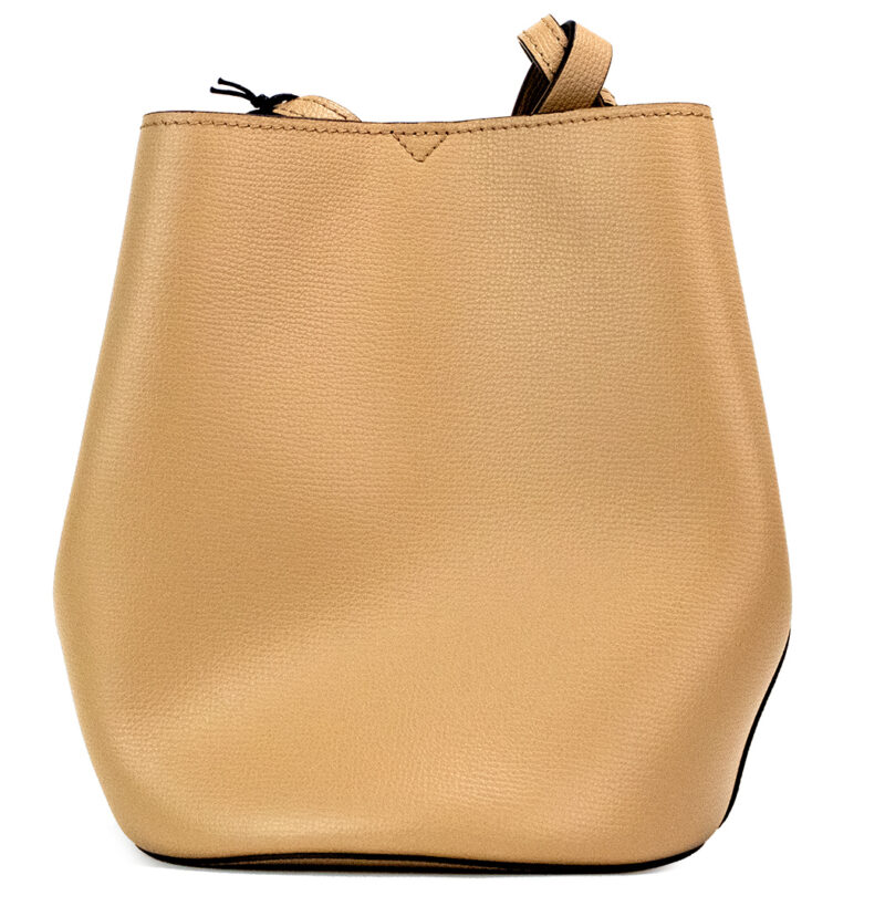 Burberry Lorne Small Camel Haymarket Check Pebble Leather Bucket Handbag Purse - Image 4