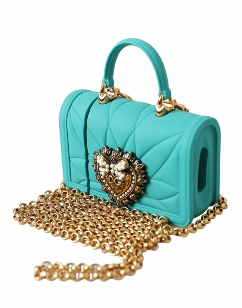 Dolce & Gabbana Turquoise Silicone Devotion Heart Cover Bag Airpods Case - Image 2