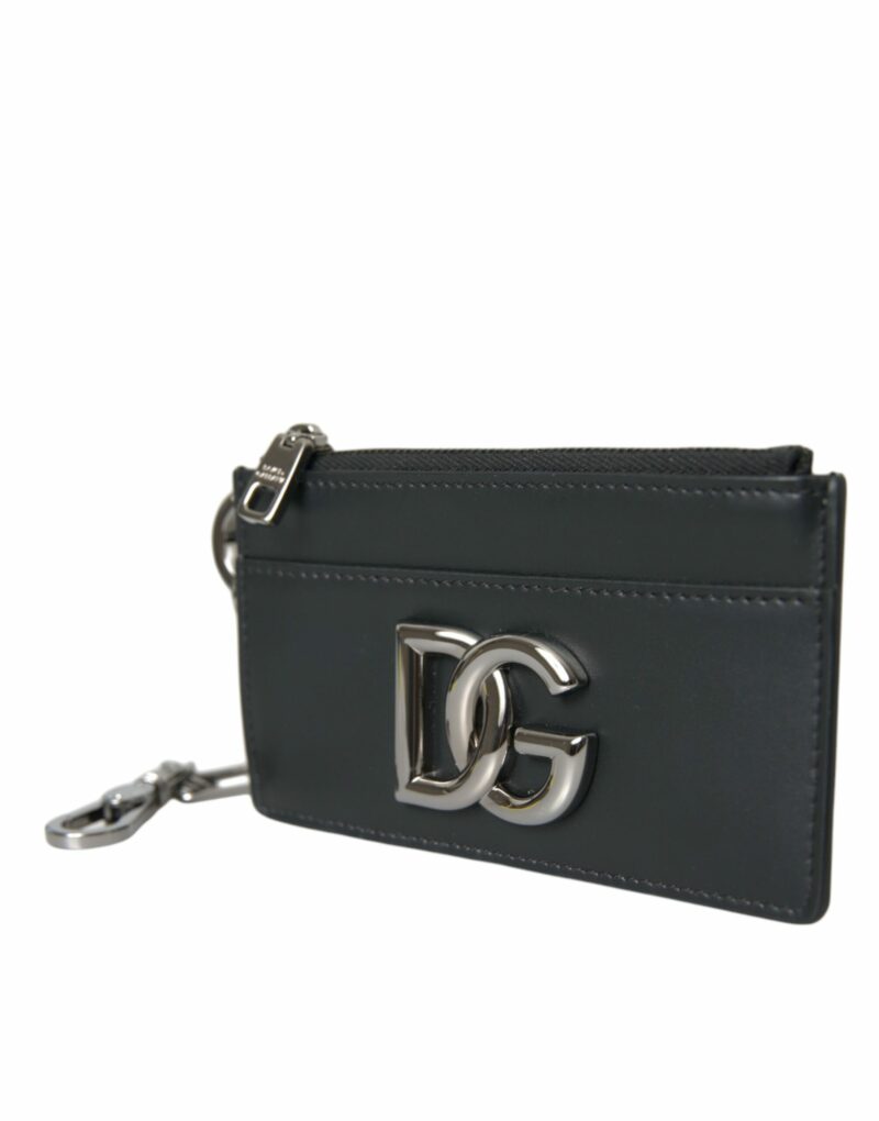 Dolce & Gabbana Black Calfskin Leather DG Logo Card Holder Wallet Men - Image 2