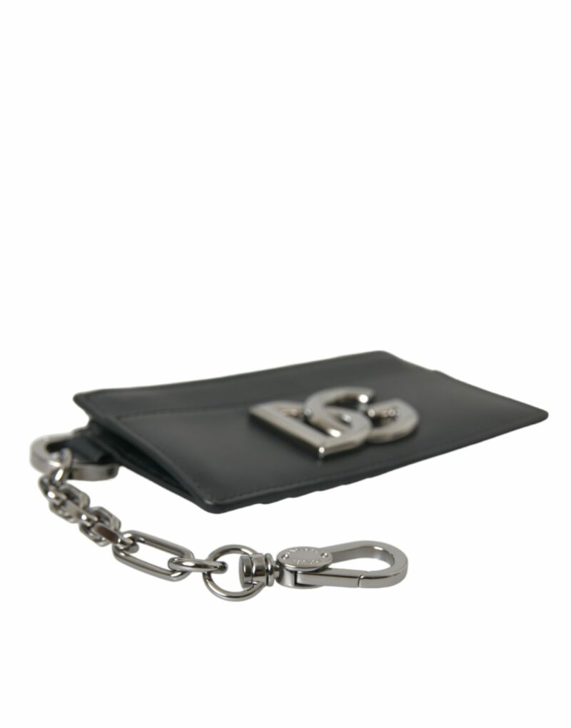 Dolce & Gabbana Black Calfskin Leather DG Logo Card Holder Wallet Men - Image 4