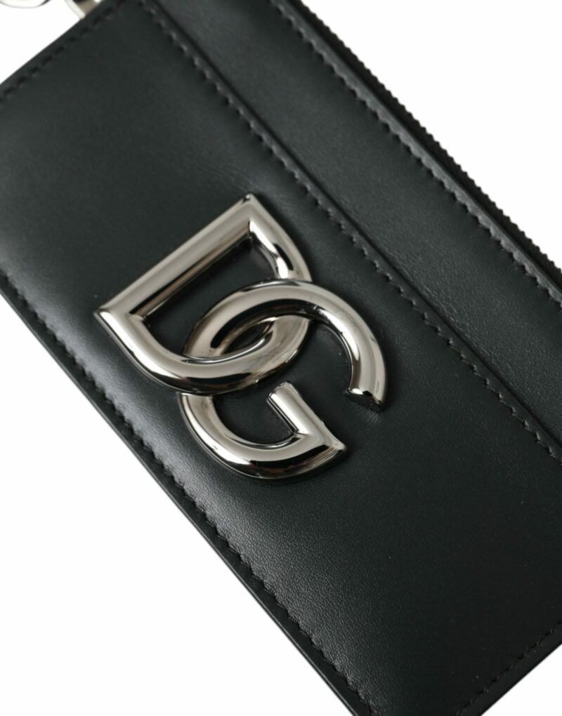 Dolce & Gabbana Black Calfskin Leather DG Logo Card Holder Wallet Men - Image 6