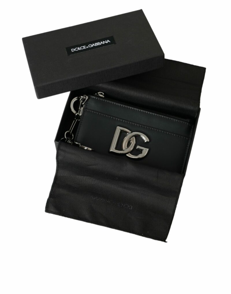 Dolce & Gabbana Black Calfskin Leather DG Logo Card Holder Wallet Men - Image 7