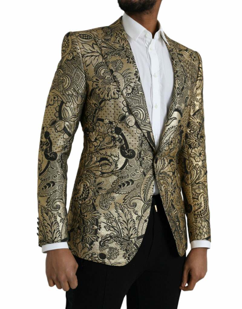 Dolce & Gabbana Gold SICILIA Jacquard Single Breasted Coat Blazer - Image 2
