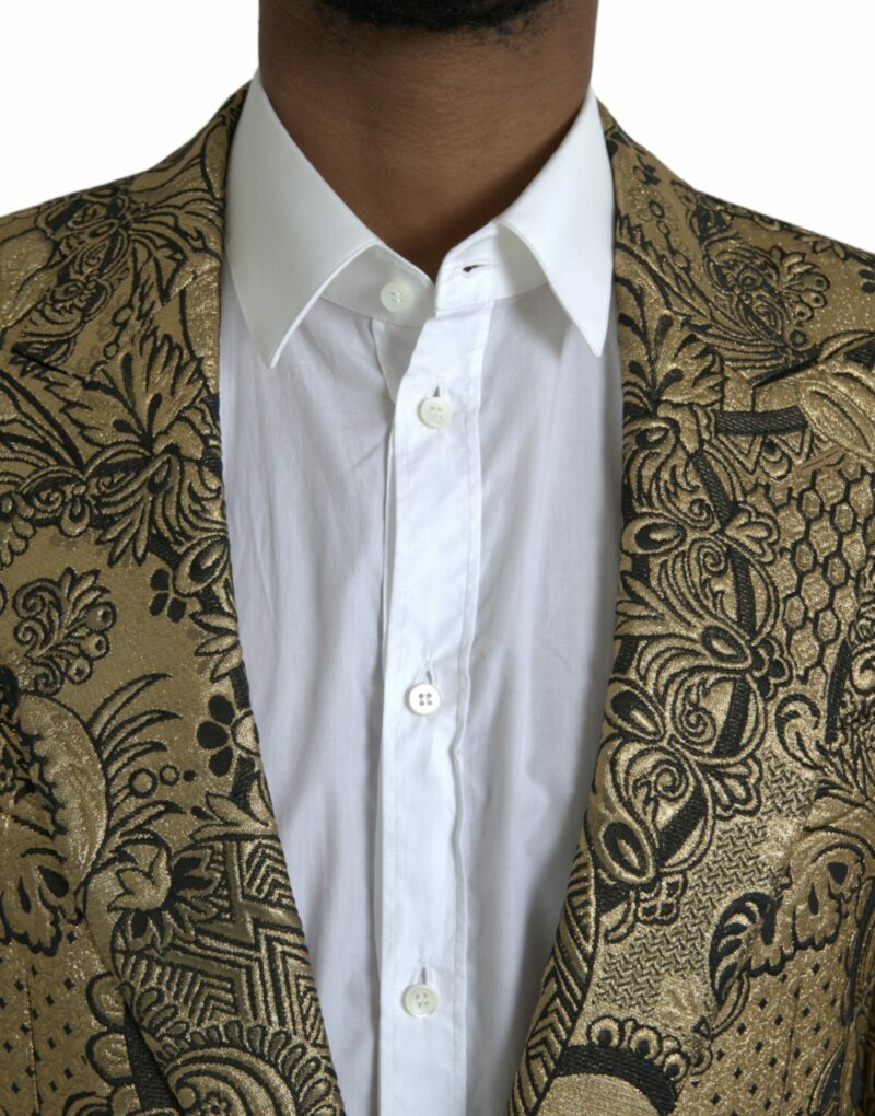 Dolce & Gabbana Gold SICILIA Jacquard Single Breasted Coat Blazer - Image 4