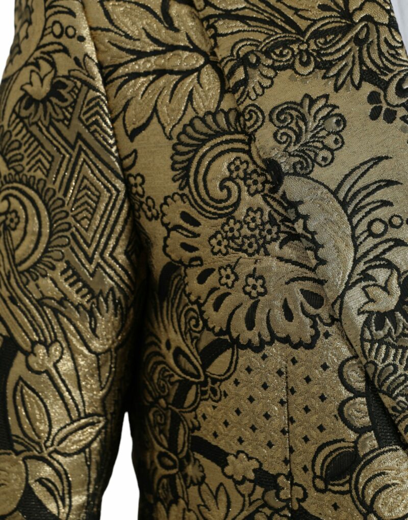 Dolce & Gabbana Gold SICILIA Jacquard Single Breasted Coat Blazer - Image 5