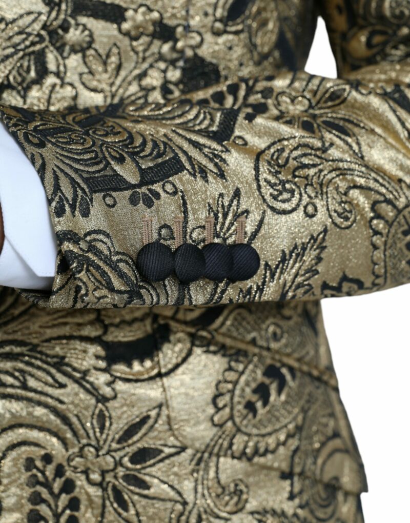 Dolce & Gabbana Gold SICILIA Jacquard Single Breasted Coat Blazer - Image 6