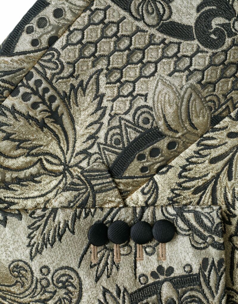 Dolce & Gabbana Gold SICILIA Jacquard Single Breasted Coat Blazer - Image 8