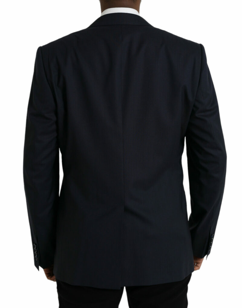 Dolce & Gabbana Dark Blue Wool Single Breasted Coat Blazer - Image 3