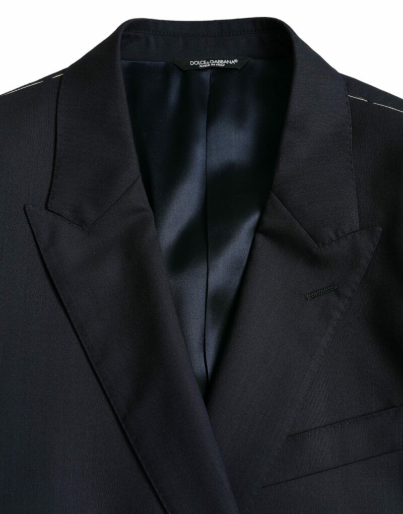 Dolce & Gabbana Dark Blue Wool Single Breasted Coat Blazer - Image 6