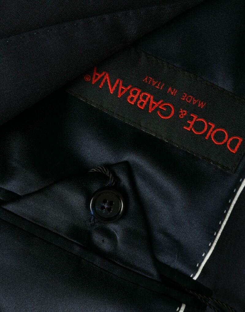 Dolce & Gabbana Dark Blue Wool Single Breasted Coat Blazer - Image 7