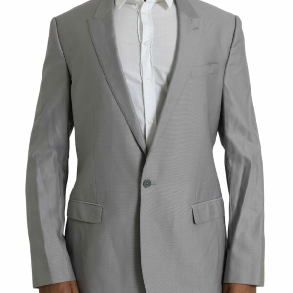 Dolce & Gabbana Gray Wool Peak Single Breasted Coat Blazer