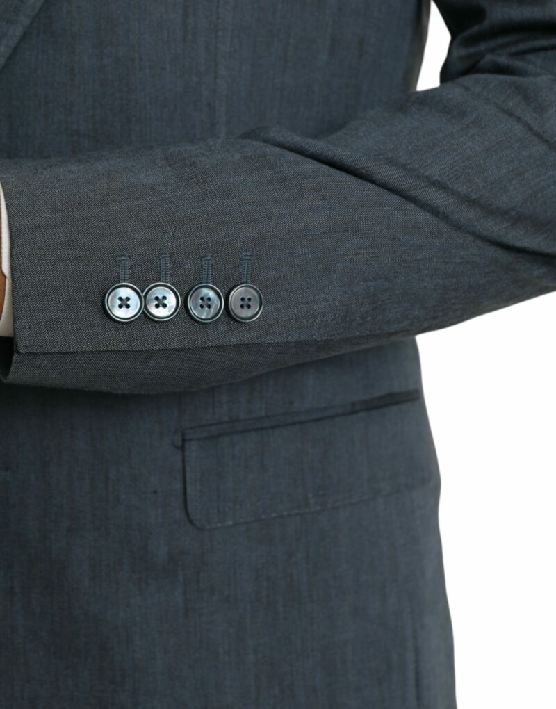 Dolce & Gabbana Blue Linen NAPOLI Single Breasted Coat Blazer - Image 5