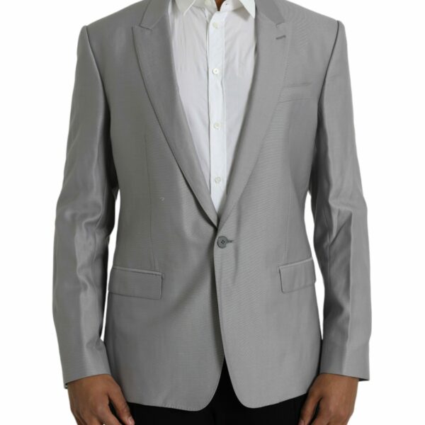 Dolce & Gabbana Gray Wool Peak Single Breasted Coat Blazer
