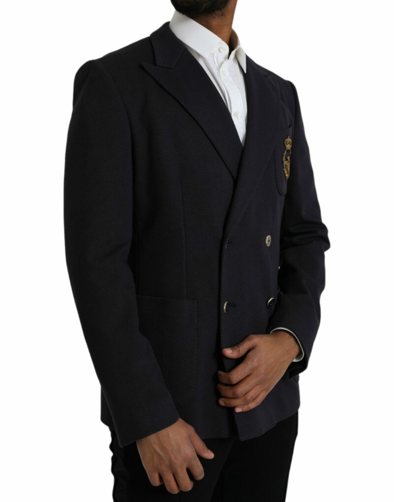 Dolce & Gabbana Dark Blue Crown Bee Double Breasted Blazer - Image 2