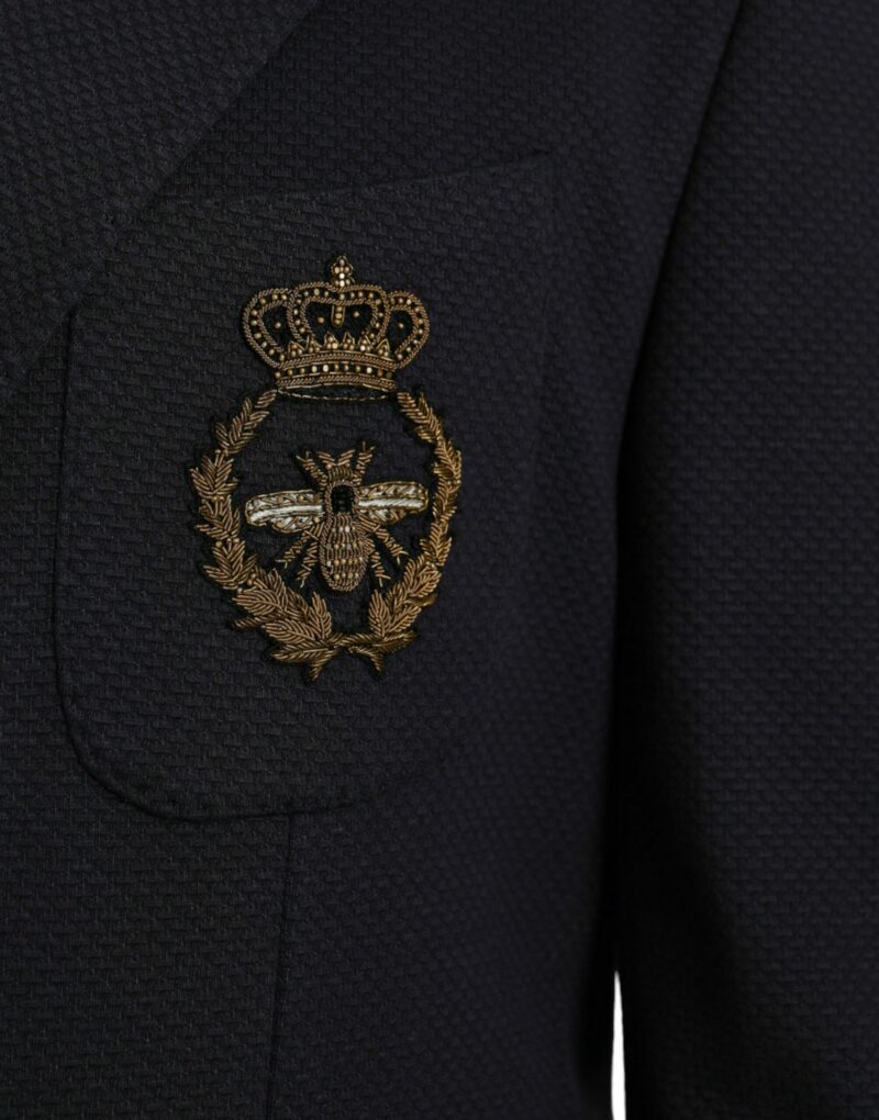 Dolce & Gabbana Dark Blue Crown Bee Double Breasted Blazer - Image 5