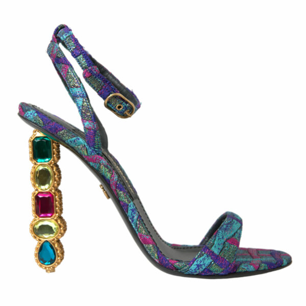 Dolce & Gabbana Multicolor Jacquard Crystals Sandals Shoes