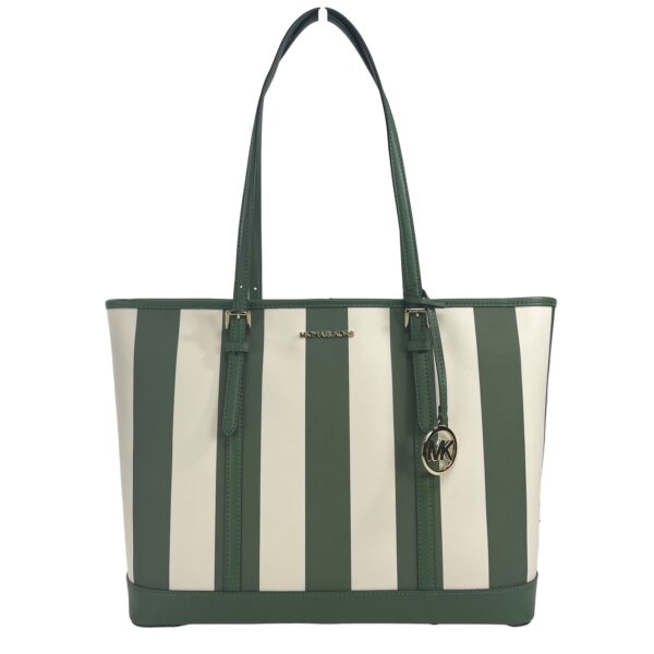 Michael Kors Jet Set Travel Large TZ Shoulder PVC Tote Bag Purse Fern Green