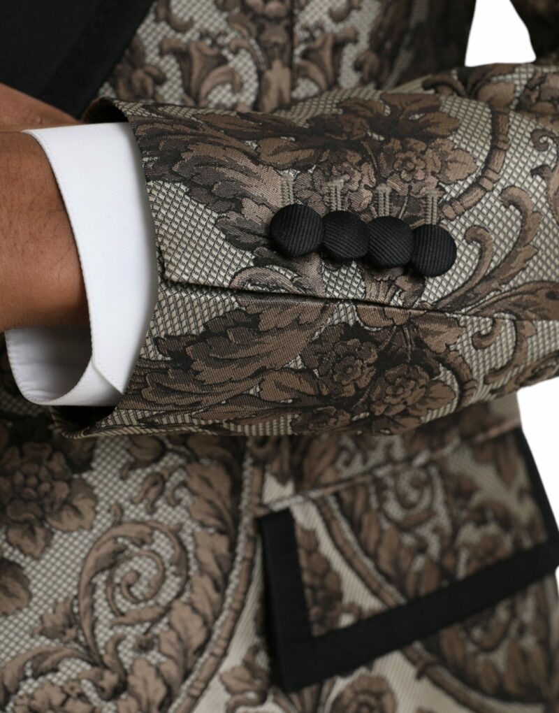 Dolce & Gabbana Brown Floral Jacquard Formal 3 Piece Suit - Image 6