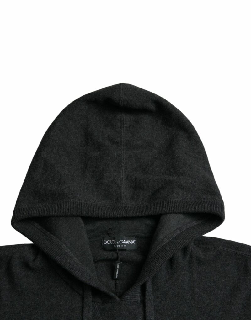 Dolce & Gabbana Dark Gray Cashmere Hooded Pullover Sweater - Image 3