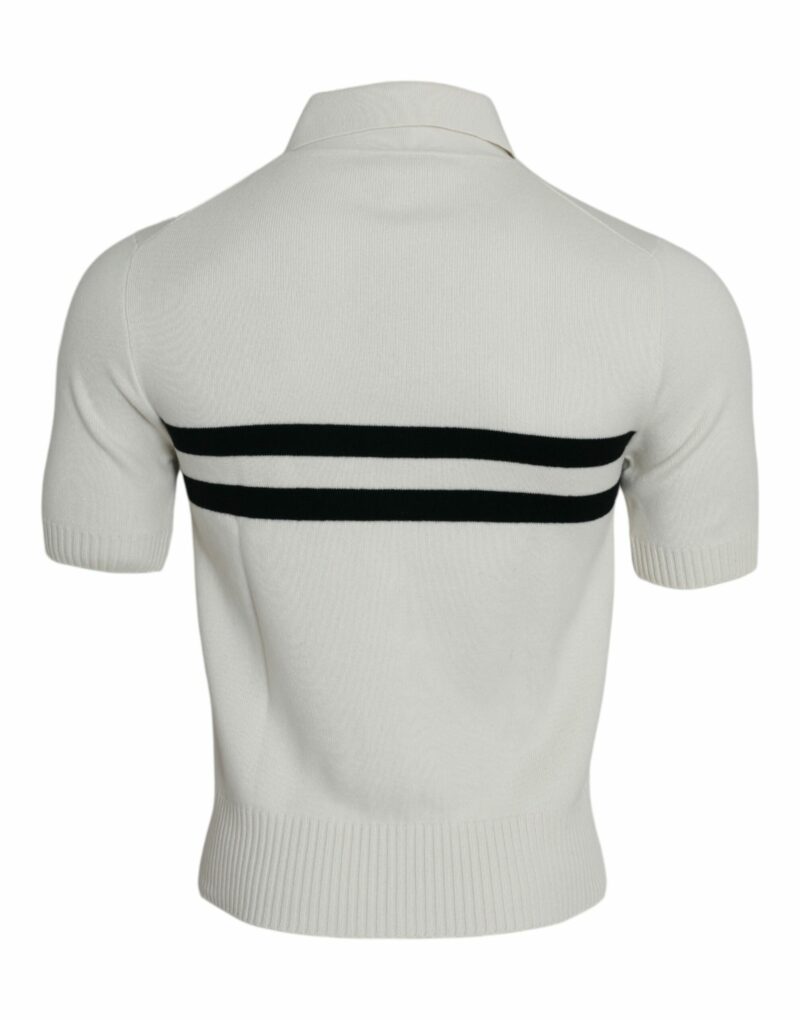 Dolce & Gabbana White DG Logo Collared Henley Shirt T-shirt - Image 2