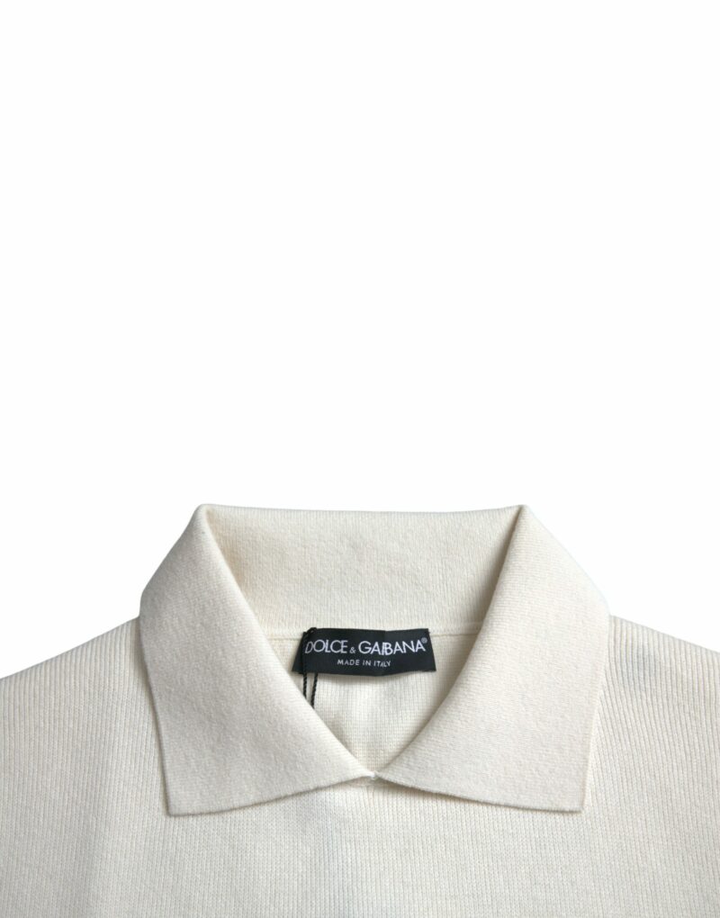 Dolce & Gabbana White DG Logo Collared Henley Shirt T-shirt - Image 3