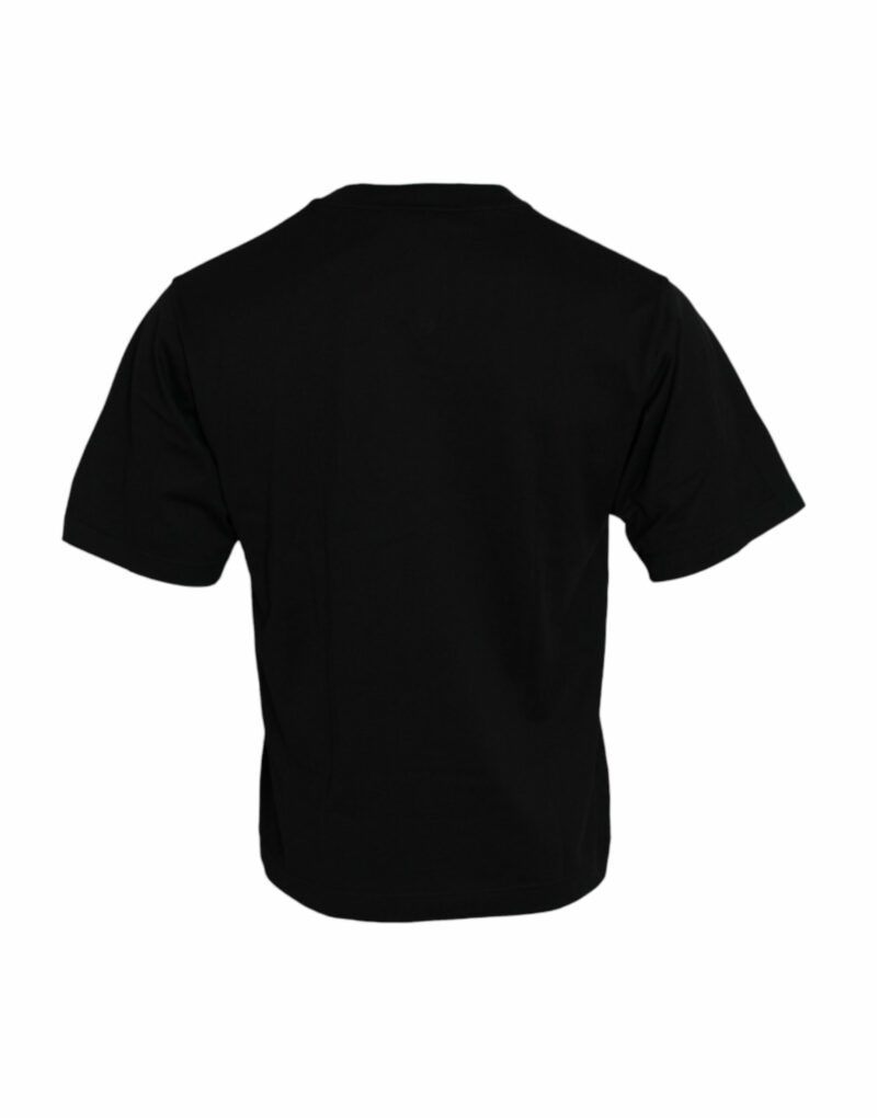 Dolce & Gabbana Black Embellished Cotton Crew Neck T-shirt - Image 2