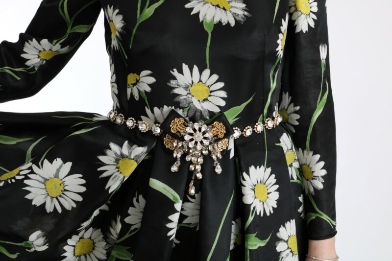Dolce & Gabbana Elegant Sunflower Maxi Gown with Crystals - Image 6