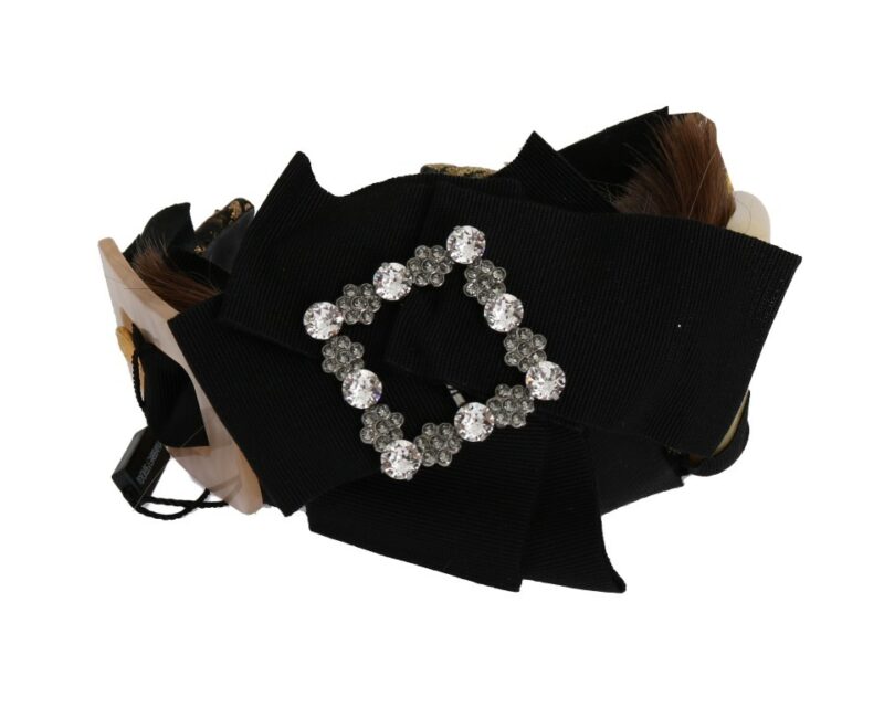 Dolce & Gabbana Crystal-Embellished Gold Brown Diadem Headband - Image 4