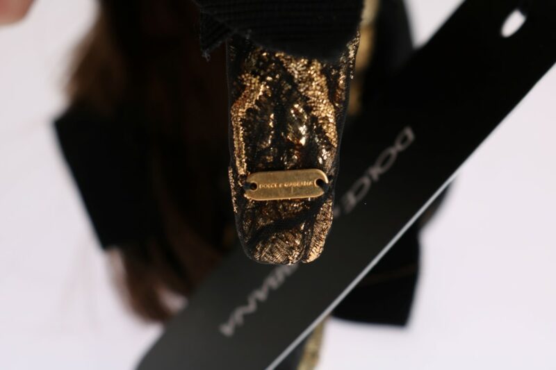 Dolce & Gabbana Crystal-Embellished Gold Brown Diadem Headband - Image 7