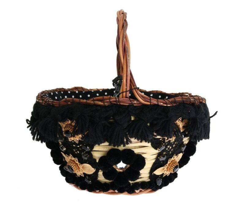 Dolce & Gabbana Chic Beige & Black Straw Snakeskin Bucket Bag - Image 2