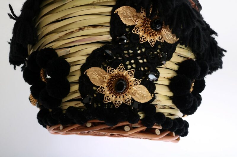 Dolce & Gabbana Chic Beige & Black Straw Snakeskin Bucket Bag - Image 5