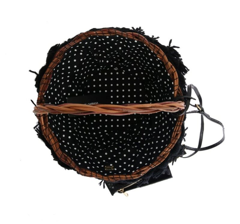 Dolce & Gabbana Chic Beige & Black Straw Snakeskin Bucket Bag - Image 6