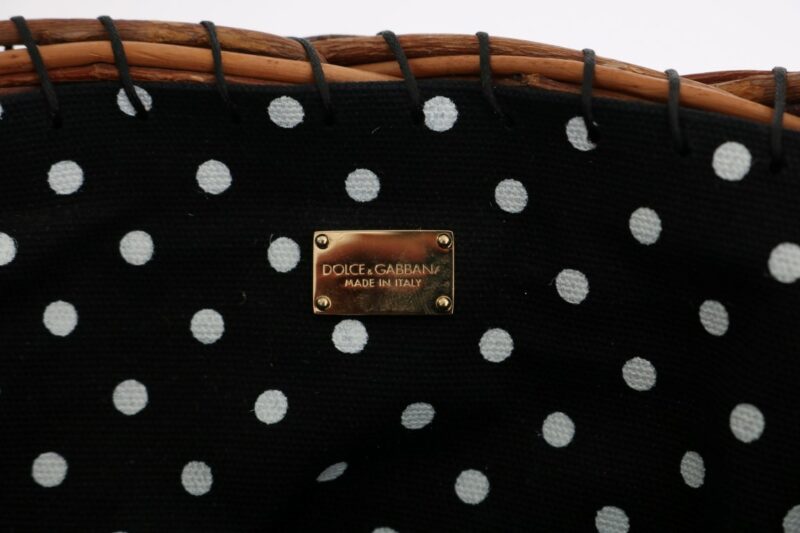 Dolce & Gabbana Chic Beige & Black Straw Snakeskin Bucket Bag - Image 7
