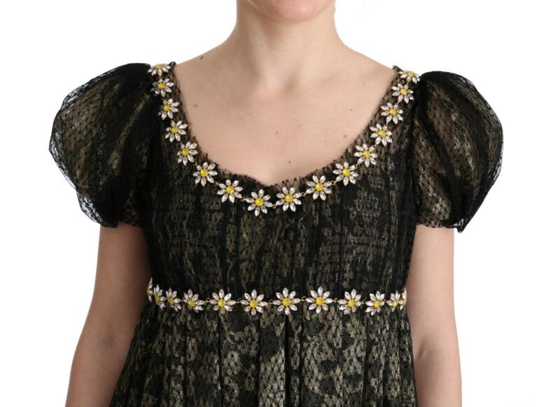 Dolce & Gabbana Sunflower Lace Crystal Maxi Shift Dress - Image 5