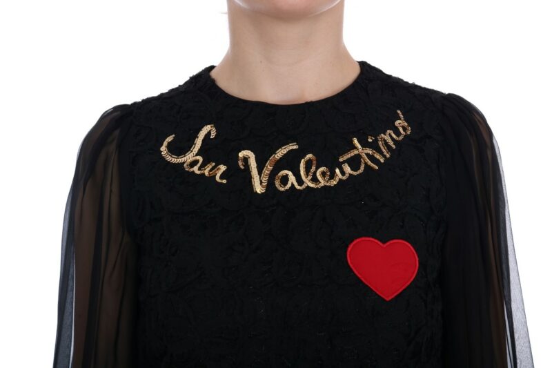 Dolce & Gabbana Black Lace Sequined Shift Dress - Image 6
