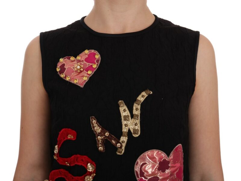 Dolce & Gabbana Black Crystal-Embellished Stretch Mini Dress - Image 5