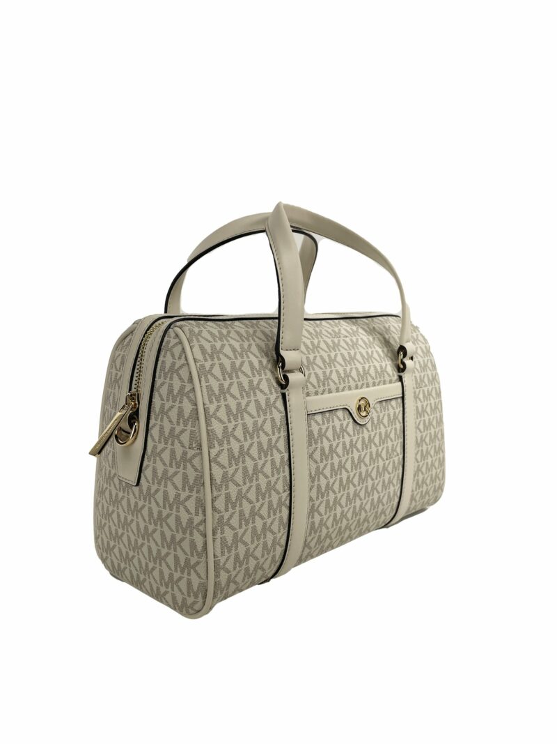 Michael Kors Travel Medium Duffle Satchel Crossbody Bag Purse Cream - Image 2