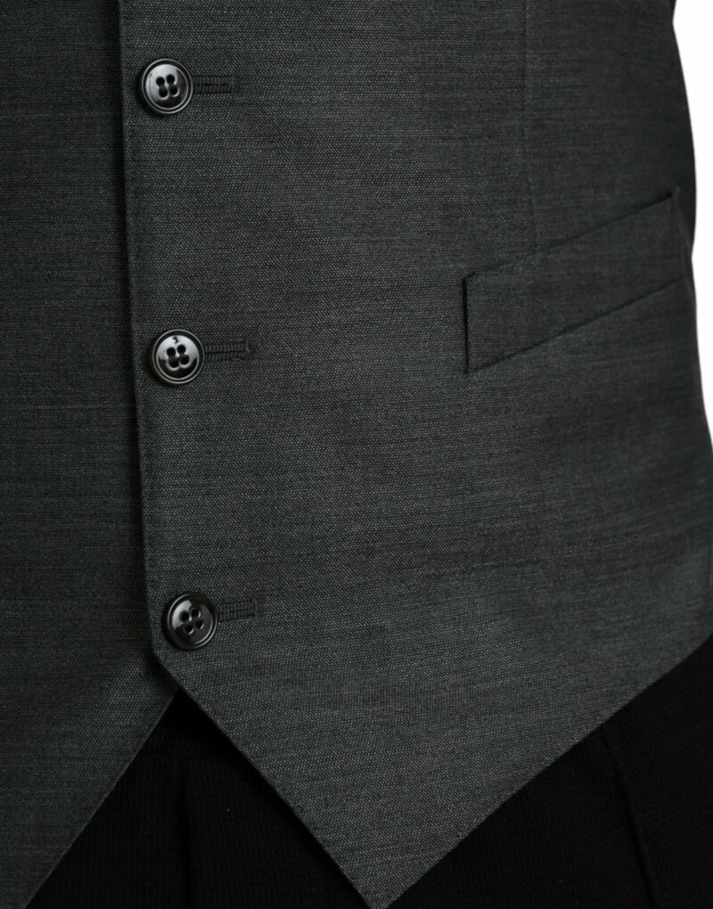 Dolce & Gabbana Gray Wool Formal Dress Waistcoat Vest - Image 5