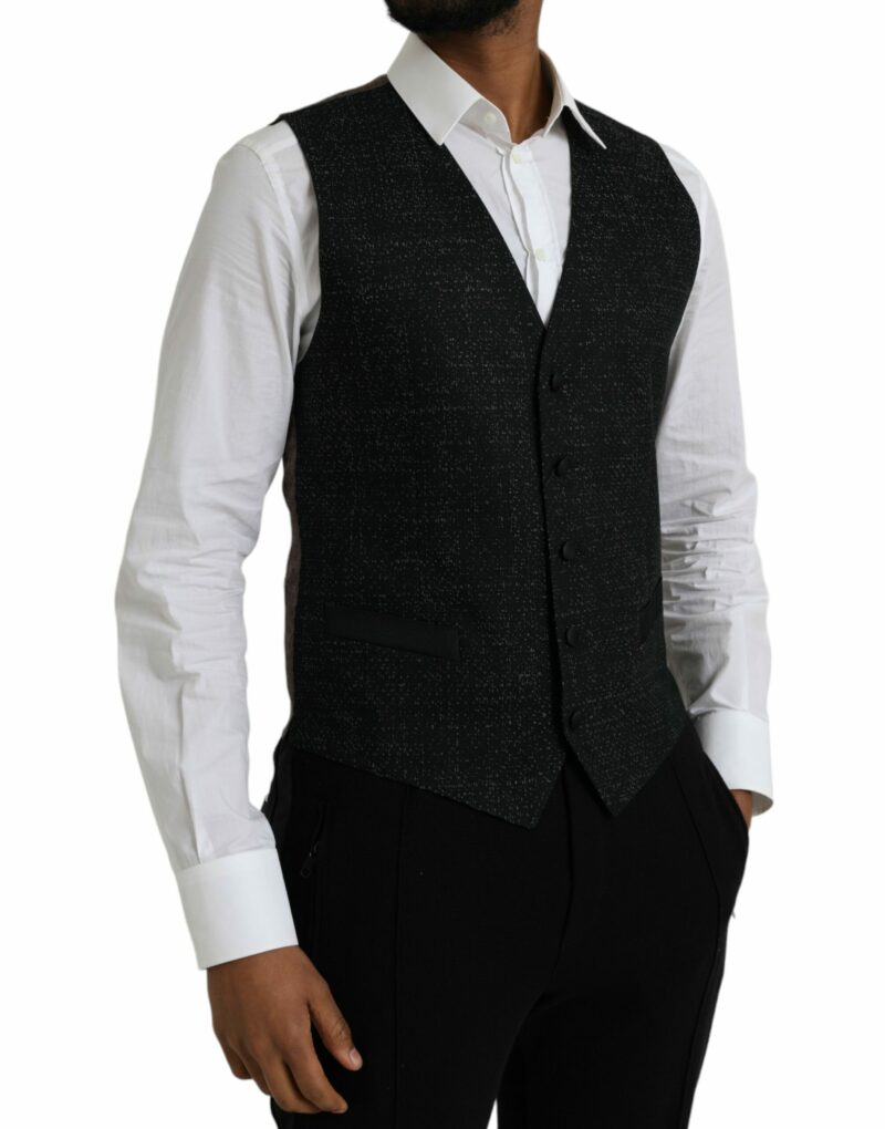 Dolce & Gabbana Black Brown Silk Waistcoat Dress Formal Vest - Image 2
