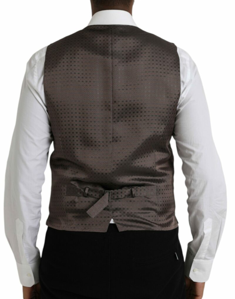 Dolce & Gabbana Black Brown Silk Waistcoat Dress Formal Vest - Image 3