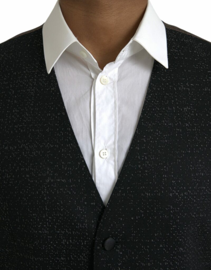 Dolce & Gabbana Black Brown Silk Waistcoat Dress Formal Vest - Image 4