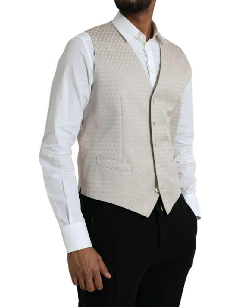 Dolce & Gabbana Off White Cotton Waistcoat Dress Formal Vest - Image 2