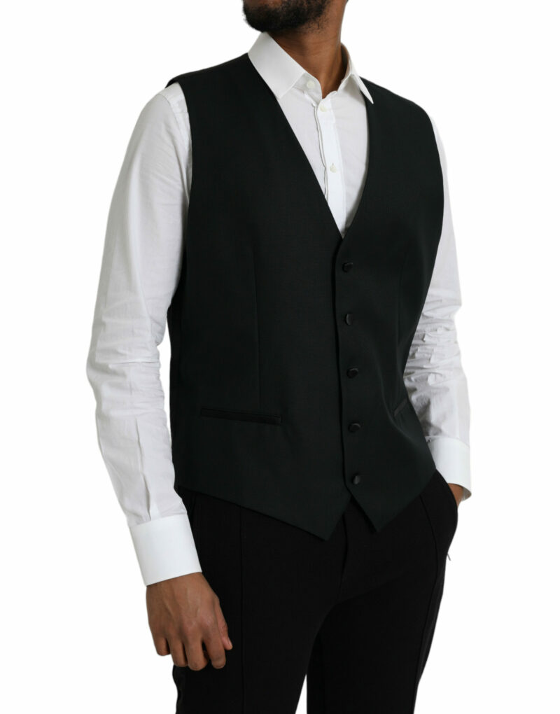 Dolce & Gabbana Black Wool Waistcoat Dress Formal Vest - Image 2