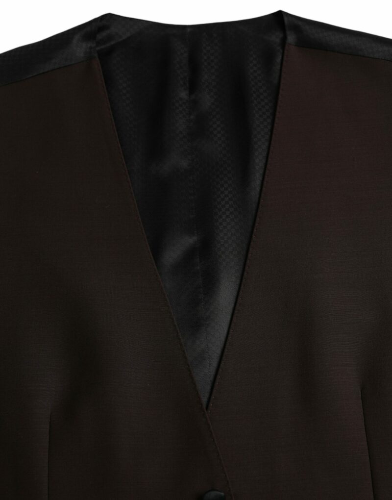 Dolce & Gabbana Brown Wool Waistcoat Dress Formal Vest - Image 6