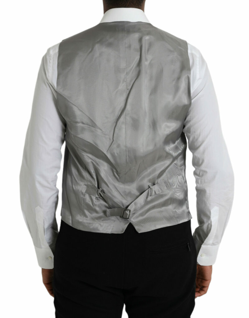 Dolce & Gabbana Light Gray Wool Formal Dress Waistcoat Vest - Image 3