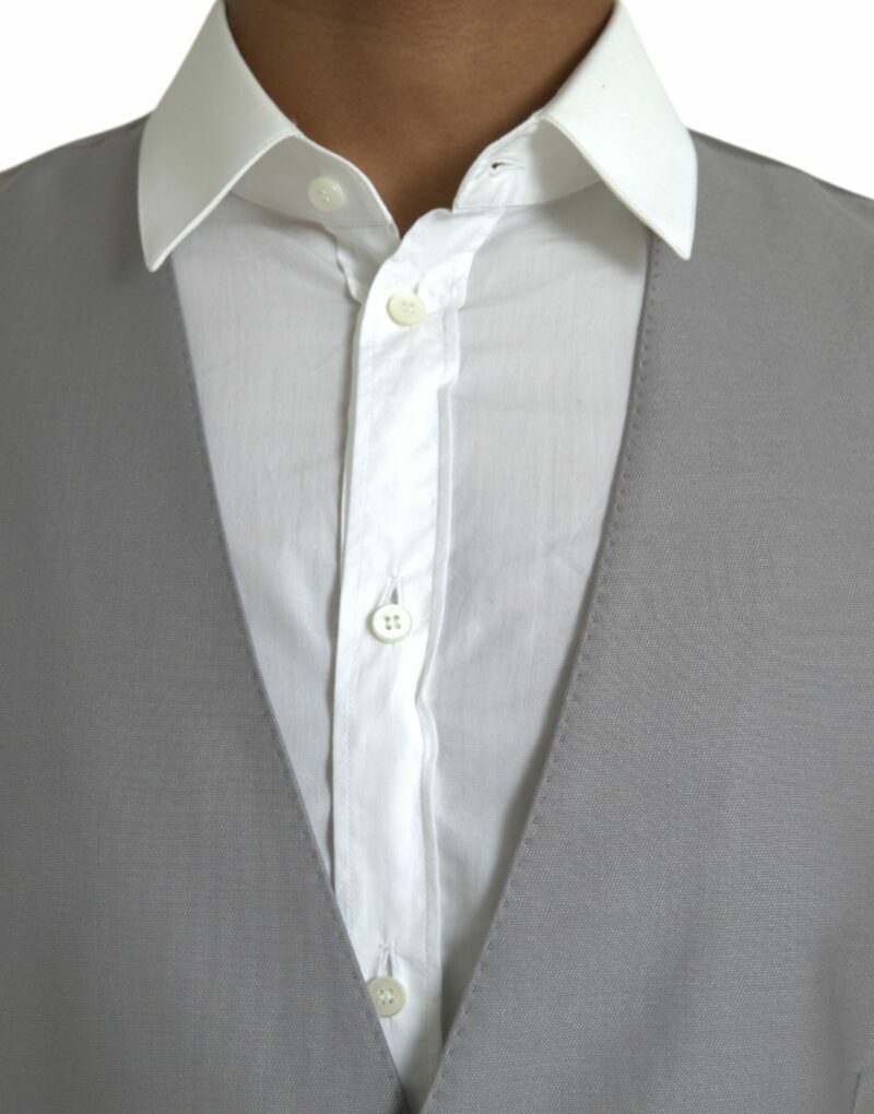 Dolce & Gabbana Light Gray Wool Formal Dress Waistcoat Vest - Image 5